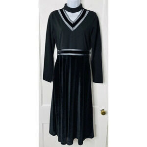 Couer De Vague Midi Dress 6 Choker Cut Out Gothic Velvet Witch Velvet Sheer Mesh